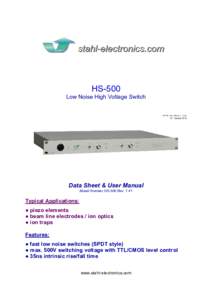 HS-500 Low Noise High Voltage Switch HS-500_User_Manual_1_41.docJanuary 2018