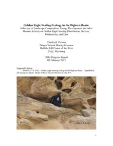 Golden Eagle Nesting Ecology in the Bighorn Basin: Influence of Landscape Composition, Energy Development and other Human Activity on Golden Eagle Nesting Distribution, Success, Productivity, and Diet Charles R. Preston 