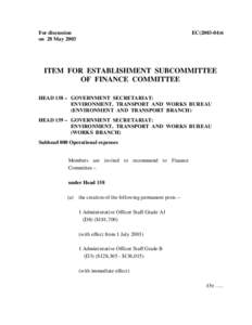 For discussion on 28 May 2003 EC[removed]ITEM FOR ESTABLISHMENT SUBCOMMITTEE
