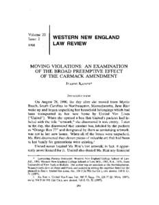 MOVING VIOLATIONS: AN EXAMINATION OF THE BROAD PREEMPTIVE EFFECT OF THE CARMACK AMENDMENT