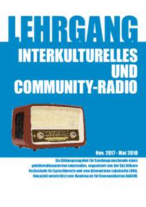 LEHRGANG INTERKULTURELLES UND COMMUNITY-RADIO  NovMai 2018