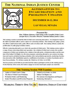 THE NATIONAL INDIAN JUSTICE CENTER ALTERNATIVES TO INCARCERATION AND PROBATION UPDATES
