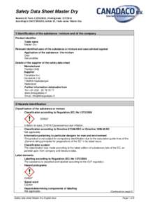 Safety data sheet Master Dry English