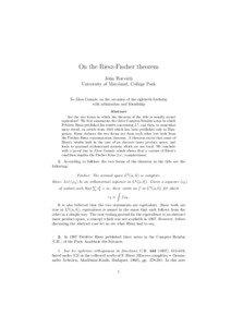 On the Riesz-Fischer theorem John Horv´ath University of Maryland, College Park