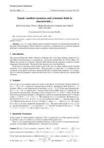 Palestine Journal of Mathematics Vol) , 1–5 © Palestine Polytechnic University-PPUTamely ramified extensions and cyclotomic fields in