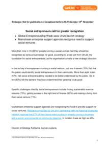 Economy / Business / Social entrepreneurship / Comic Relief / UnLtd / Entrepreneurship