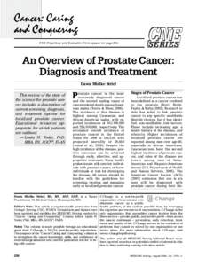 CNE Objectives and Evaluation Form appear on pageSERIES An Overview of Prostate Cancer: Diagnosis and Treatment