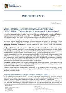 PRIVATE EQUITY  PRESS RELEASE SeptemberWINCH CAPITAL 3: A RECORD FUNDRAISING FOR A NEW