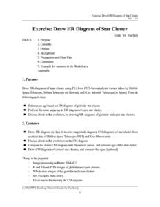 Exercise: Draw HR Diagram of Star Cluster VerExercise: Draw HR Diagram of Star Cluster Guide for Teachers INDEX