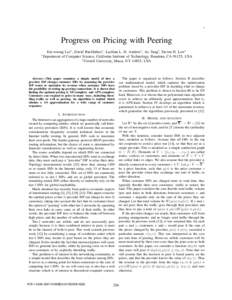 Progress on Pricing with Peering