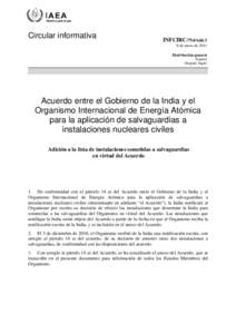 INFCIRC/754/Add.3 - Agreement between the Government of India and the International Atomic Energy Agency for the Application of Safeguards to Civilian Nuclear Facilities - Spanish