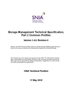 Storage Management Technical Specification, Part 2 Common Profiles