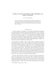 CLOSED AND OPEN CONFORMAL FIELD THEORIES AND THEIR ANOMALIES PO HU AND IGOR KRIZ Abstract. We describe a formalism allowing a completely mathematical rigorous approach to closed and open conformal field theories with gen