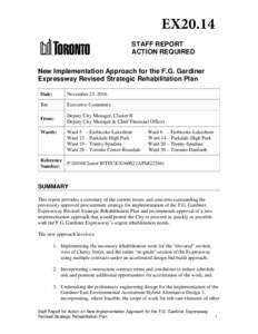 New Implementation Approach for the F.G. Gardiner Expressway Revised Strategic Rehabilitation Plan