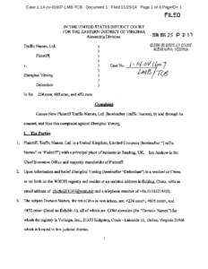 Case 1:14-cvLMB-TCB Document 1 FiledPage 1 of 8 PageID# 1  FILED IN THE UNITED STATES DISTRICT COURT FOR THE EASTERN DISTRICT OF VIRGINIA