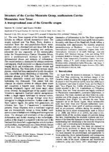 TECTONICS, VOL. 22, NO. 1, 1003, doi: 2001TC001316, 2003  Structure of the Carrizo Mountain Group, southeastern Carrizo Mountains, west Texas: A transpressional zone of the Grenville orogen Stephen W. Grimes1 and