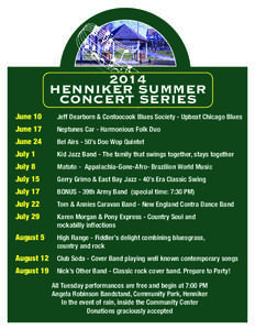 2014 HENNIKER SUMMER CONCERT SERIES