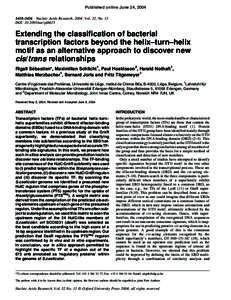 Published online June 24, [removed]–3426 Nucleic Acids Research, 2004, Vol. 32, No. 11 DOI: [removed]nar/gkh673 Extending the classification of bacterial transcription factors beyond the helix–turn–helix