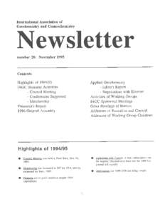 International Association of Geochemistry and Cosmochemistry Newsletter number 28: November 1995