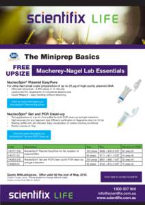 The Miniprep Basics FREE UPSIZE Macherey-Nagel Lab Essentials