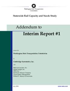 Statewide Rail Capacity and Needs Study - Addendum to Interim Report #1