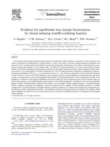 Evidence for equilibrium iron isotope fractionation by nitrate-reducing iron(II)-oxidizing bacteria