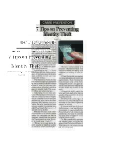 CRIME PREVENTION  7 Tips on Preventing Identity Theft NewsUSA