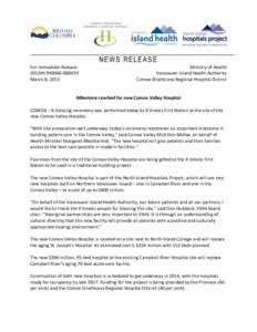 NEWS RELEASE For Immediate Release 2013HLTH0046March 8, 2013  Ministry of Health