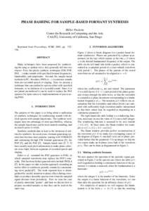 PHASE BASHING FOR SAMPLE-BASED FORMANT SYNTHESIS Miller Puckette Center for Research in Computing and the Arts CALIT2, University of California, San Diego Reprinted from Proceedings, ICMC 2005, ppABSTRACT