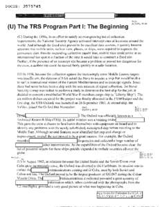 DOCID: [removed][removed]U) The TRS Program Part I: The Beginning