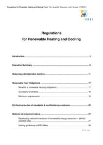 Regulations for Renewable Heating and Cooling Project “Key Issues for Renewable Heat in Europe” (K4RESH)  Regulations for Renewable Heating and Cooling  Introduction...................................................