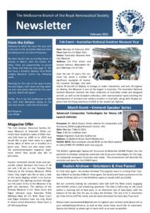 The Melbourne Branch of the Royal Aeronautical Society  Newsletter FebruaryFrom the Editor