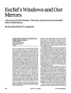 Euclid’s Windows and Our Mirrors A Review of Euclid’s Window: The Story of Geometry from Parallel Lines to Hyperspace Reviewed by Robert P. Langlands