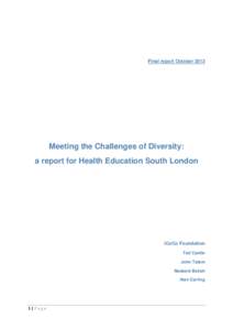 Final report OctoberMeeting the Challenges of Diversity: a report for Health Education South London  iCoCo Foundation