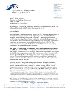 Brent J. Fields, Secretary Securities and Exchange Commission 100 F Street N.E. Washington, D.C[removed]Re: Changes to Exchange Act Registration Requirements to Implement Title V and Title VI of the JOBS Act (RIN 323