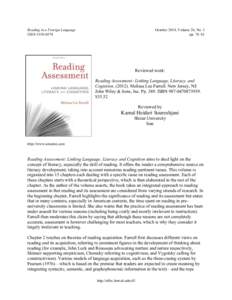 Kamal Heidari Soureshjani’s review of Reading Assessment: Linking Language, Literacy, and Cognition