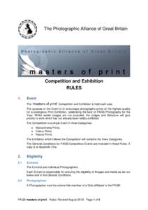 The Photographic Alliance of Great Britain  Competition and Exhibition RULES 1.