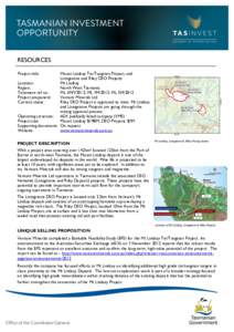 RESOURCES Mount Lindsay Tin-Tungsten Project, and Livingstone and Riley DSO Projects Location: Mt Lindsay Region: