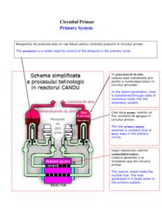 Circuitul Primar Primary System Recipientul de presiune este un vas folosit pentru controlul presiunii in circuitul primar. The pressurizer is a vessel used for control of the pressure in the primary cycle.  In generatoa