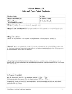 City of Alturas, CA John Wall Trust Project Application 1. Project Name: 2. Date:
