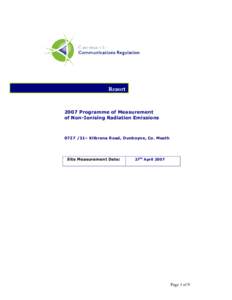 ReportProgramme of Measurement of Non-Ionising Radiation Emissions– Kilbrana Road, Dunboyne, Co. Meath