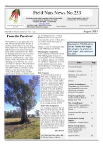 Field Nats News No.233 Newsletter of the Field Naturalists Club of Victoria Inc. Understanding Our Natural World Est. 1880