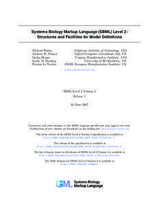 Biology / Science / Acronyms / SBML / Genetics / Molecular biology / Systems Biology Ontology / Unified Modeling Language / XML / Computing / Systems biology / Markup languages