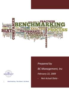 Prepared by BC Management, Inc February 22, 2009 Benchmarking. Plan Ahead. Be Ahead.  Not Actual Data -
