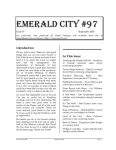 EMERALD CITY #97 Issue 97 SeptemberAn occasional ‘zine produced by Cheryl Morgan