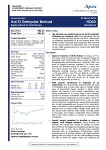 MALAYSIA INVESTMENT RESEARCH REPORT KDN PP13226) JF APEX SECURITIES BERHADX)