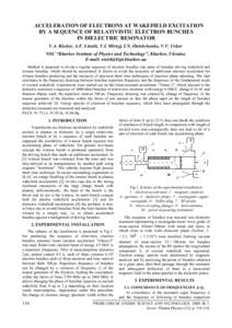 ACCELERATION OF ELECTRONS AT WAKEFIELD EXCITATION BY A SEQUENCE OF RELATIVISTIC ELECTRON BUNCHES IN DIELECTRIC RESONATOR V.A. Kiselev, A.F. Linnik, V.I. Mirnyj, I.N. Onishchenko, V.V. Uskov NSC “Kharkov Institute of Ph