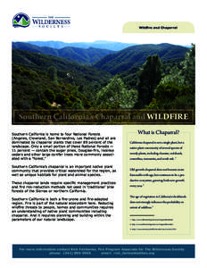 Wildfire and Chaparral  Southern California’s Chaparral and WILDFIRE Southern California is home to four National Forests (Angeles, Cleveland, San Bernardino, Los Padres) and all are dominated by chaparral plants that 
