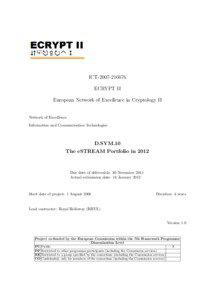 ICT[removed]ECRYPT II European Network of Excellence in Cryptology II