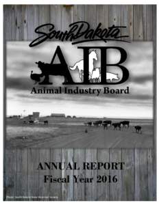 ANNUAL REPORT Fiscal Year 2016 Photo: South Dakota State Historical Society TABLE OF CONTENTS Legislative Issues